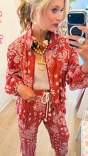 Red Paisley Print Bomber Jacket