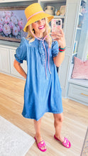 Deal of the day Washed Denim Short Sleeve Mini Dress