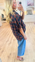 Navy Multi Oversized Button-Down Plaid Shirt