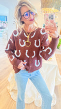 Brown and Blue Horseshoe Cardigan