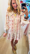 Beige Floral Oversized Collar Dress