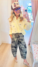 Yellow Mallard Embroidered Button Up Top