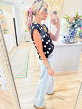 Black and White Polka Dot Sleeveless Cardigan