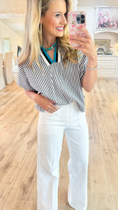 Black Stripe Dolman Sleeve Top