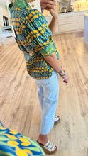 Teal Tulip Printed Puff Sleeve Top