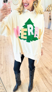 Ivory Merry Christmas Tree Sweatshirt