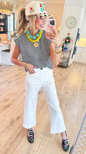 Black and White Stripe Cropped Tee