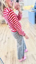 Red Stripe Button Up Cardigan