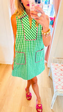 Green Check Print Sleeveless Mini Dress