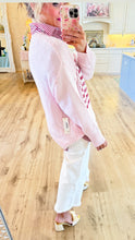 Pink American Flag Distressed Sweater