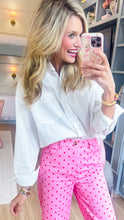 White Button Down Side Slit Top