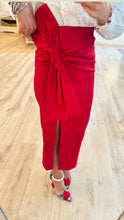 RESTOCK Red Stretch Taffeta Bow Midi Skirt