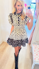 Cream and Black Polka Dot Abstract Mini Dress