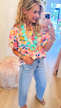 Pink Floral Mix Puff Sleeve Top
