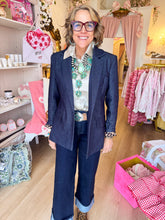 Denim Leopard Lined Blazer