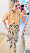 Apricot Polka Dot Tulle Midi Skirt