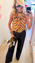 Mustard Stripe Sleeveless Neck Tie Top