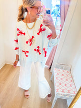 Light Blue and Red Lobster Sequin Top