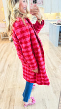 Pink and Red Houndstooth Tweed Coat