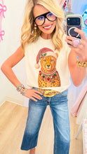 Leopard Santa Jeweled Collar Muscle Tee
