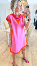 Pink and Orange Contrast Accent Mini Dress