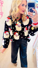 Queen of Sparkles Black Polka Dot Santa Sweater