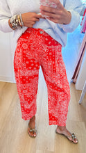 Red Bandana Print Barrel Jeans