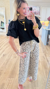 Mocha Animal Print Terry Knit Pants
