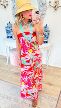 Pink Multi Tropical Print Strapless Maxi Dress