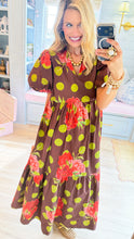 Chocolate Floral Polka Dot Maxi Dress