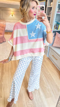 Pink and Blue Flag Dolman Sleeve Top