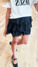Black Dot Textured Lace Trim Skort