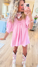 Pink Stripe Front Tie Romper