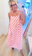 Pink and Red Polka Dot Midi Dress