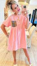 Pink Contrast Pleated Mini Dress