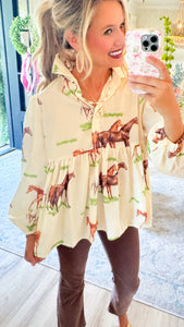 Beige Horse Blouse
