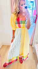 Rainbow Combo Mixed Print Puff Sleeve Jumpsuit