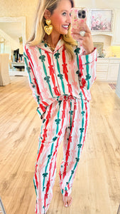 Pink, Red and Green Bow PJ Pant Set