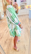 Green and Pink Floral Print Dress