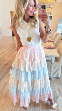 Pink Multi Floral Tiered Maxi Skirt