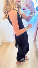 Black Asymmetrical Fringe Maxi Sweater Dress