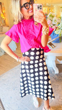 Hot Pink Ruffled Button Up Top