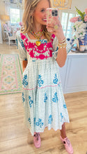 Sister Mary Blue and Pink Contrast Midi Dress