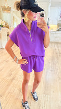 Purple Half Zip Scuba Short Set