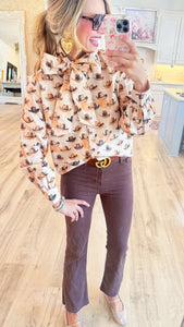 Beige Cowboy Hat Printed Top