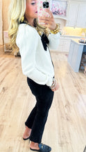 Cream and Black Bow Cardigan