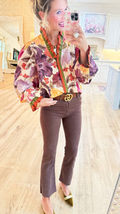 Ecru Floral Print Long Sleeve Top