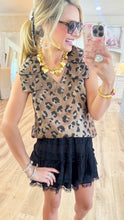 Brown Leopard Print Bow Top