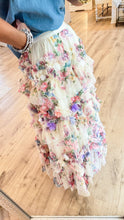 Ivory Floral Tiered Tulle Maxi Skirt