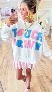 Pink and Blue Touchdown Patchwork Sweatshirt